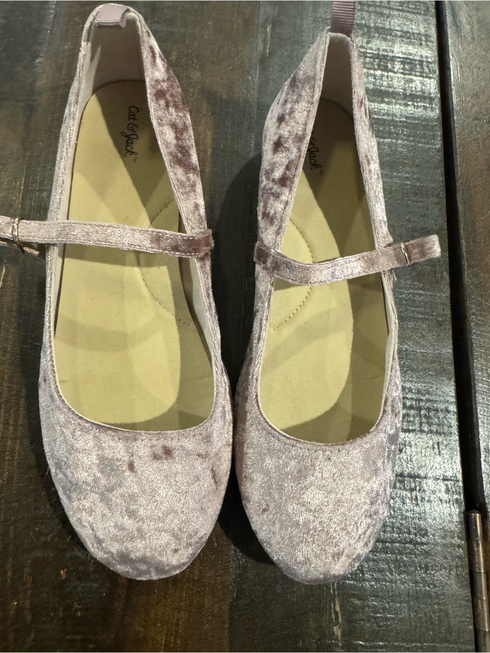 Cat & Jack Velvet Mary Jane Shoes 4Y - Mauve Pink